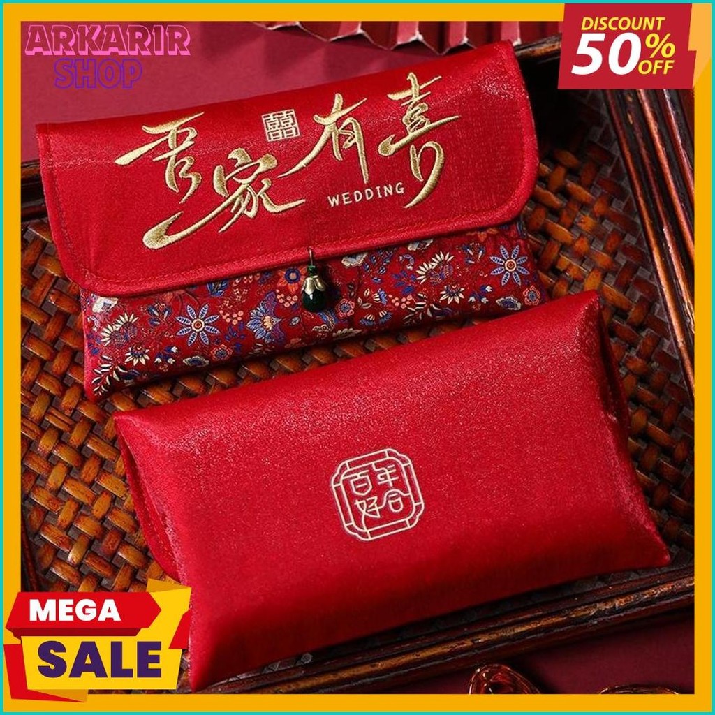 

[Dompet Angpao Kain Shuang Xi Premium] Dompet Amplop Angpao /Angpau / Hongbao Glitter Wedding, Sangjit , Uang Susu, Pernikahan / Shuang Xuang Xi (6.6)