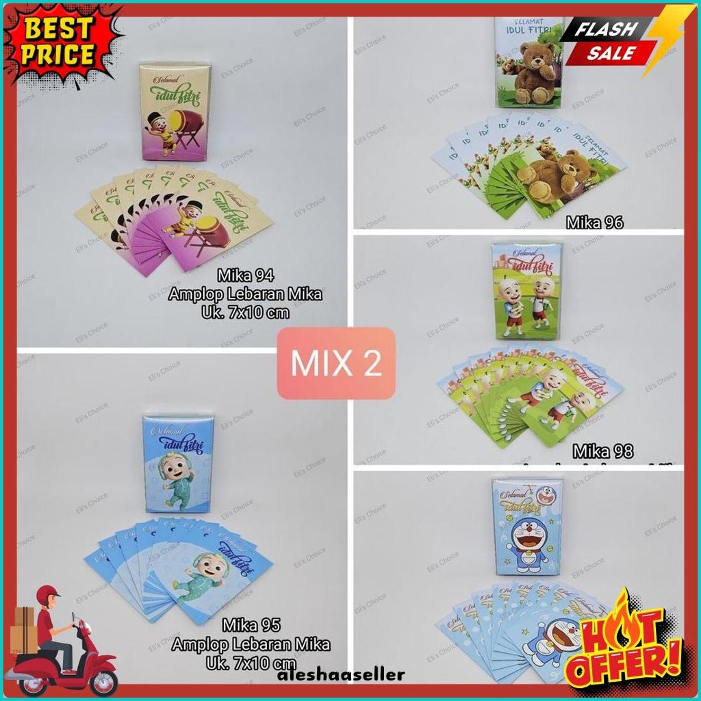 

[Mix Isi 50] Amplop / Angpao Lebaran Mika Hari Raya Idul Fitri Ramadhan 2023 Mika Mix Isi 50 Lembar Termurah Ready Stock (Murmer)