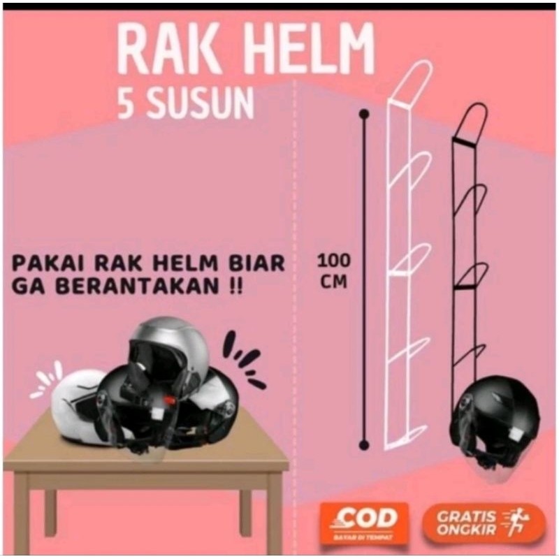 Kebutuhan Dapur rak helm gantung 5 susun/3susun bahan besi