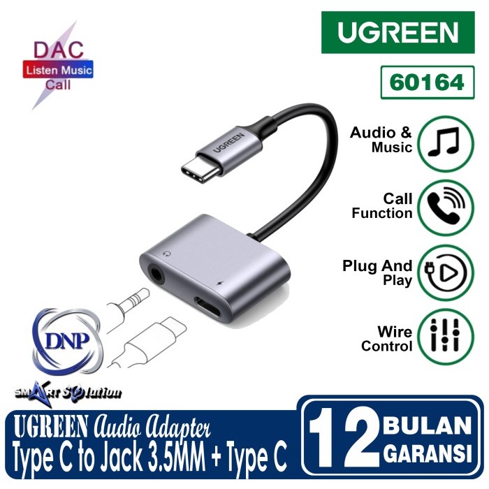 UGREEN Audio Adapter Converter Splitter Type C to Type C + Jack 3.5mm
