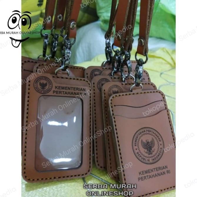 

TERLARIS - Holder ID Card Tali Lanyard Name Tag Kulit Asli Logo Kemenhan