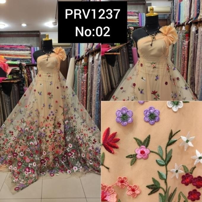 @=@=@=@=] kain Tile Brokat 3D Bunga Valentino Garden PRV1237 No:Cream