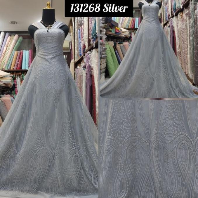 *$*$*$*$] Kain Tile Brokat Akar Abstrak Impor Premium 131268 Silver