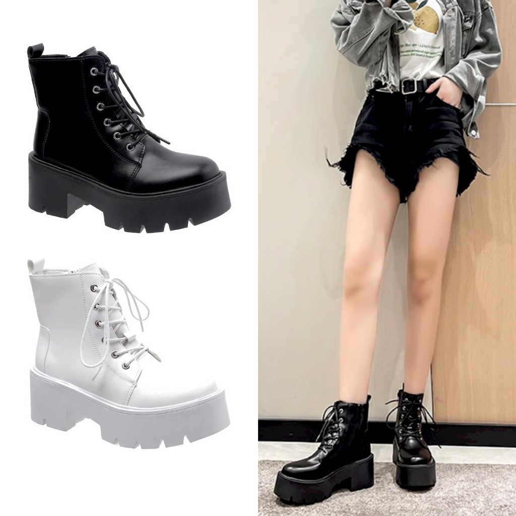 PROMO SEPATU WANITA  AVANCEID 1915 Boots Sepatu Sneakers Wanita Docmart Putih Hitam