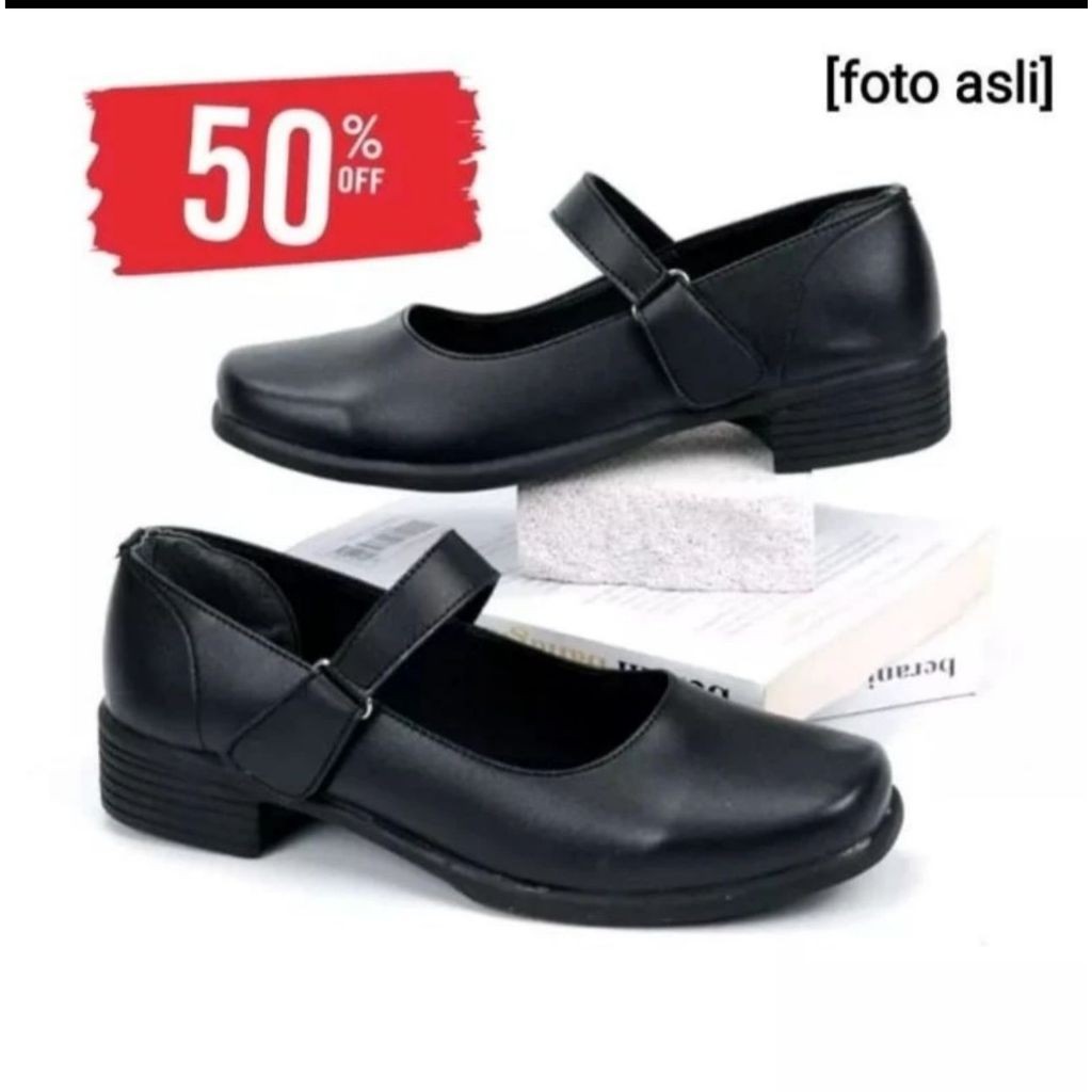 SEPATU SANDAL WANITA  SEPATU PASKIBRA WANITA - SEPATU PASKIB CEWEK / SEPATU PANTOPEL HITAM UK