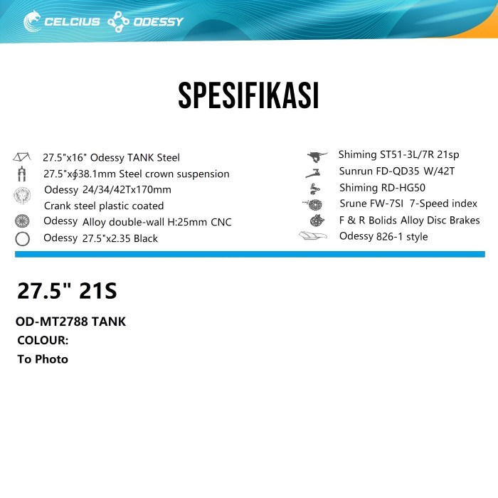 Perfect MTB ODESSY TANK ukuran 27.5