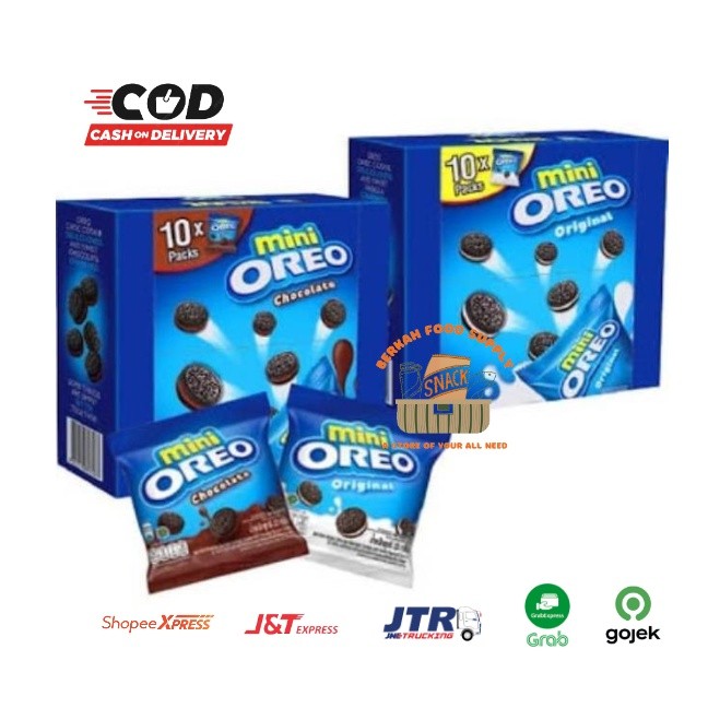 

( BERKAH ) MINI OREO Biskuit Sandwich 21gr x 10 pcs BOX Original Coklat Strawberry All Varian Rasa