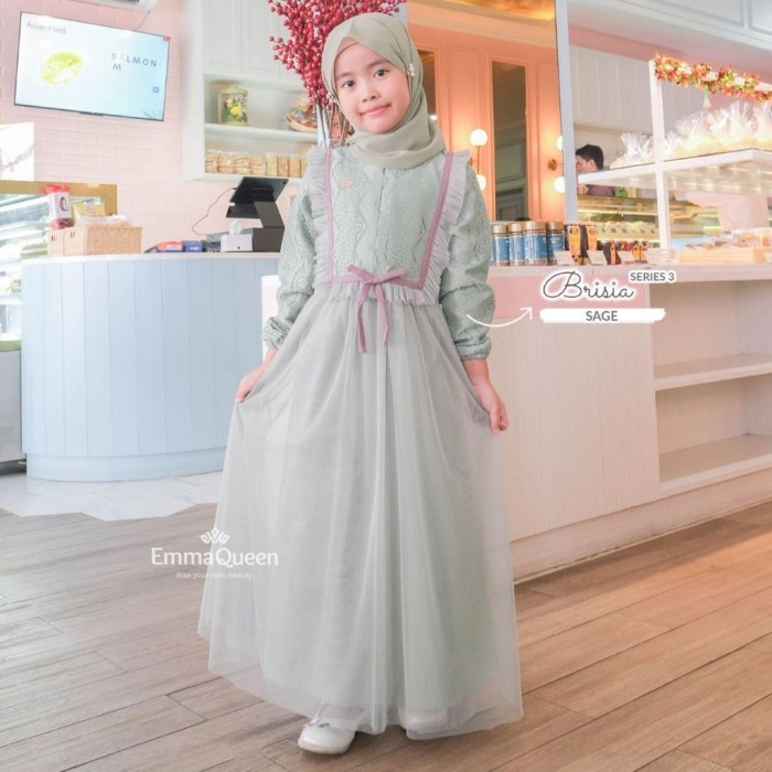 STOK TERBATAS Emma Queen - Dress Brisia Kids Gamis Anak Simple Elegant Kondangan