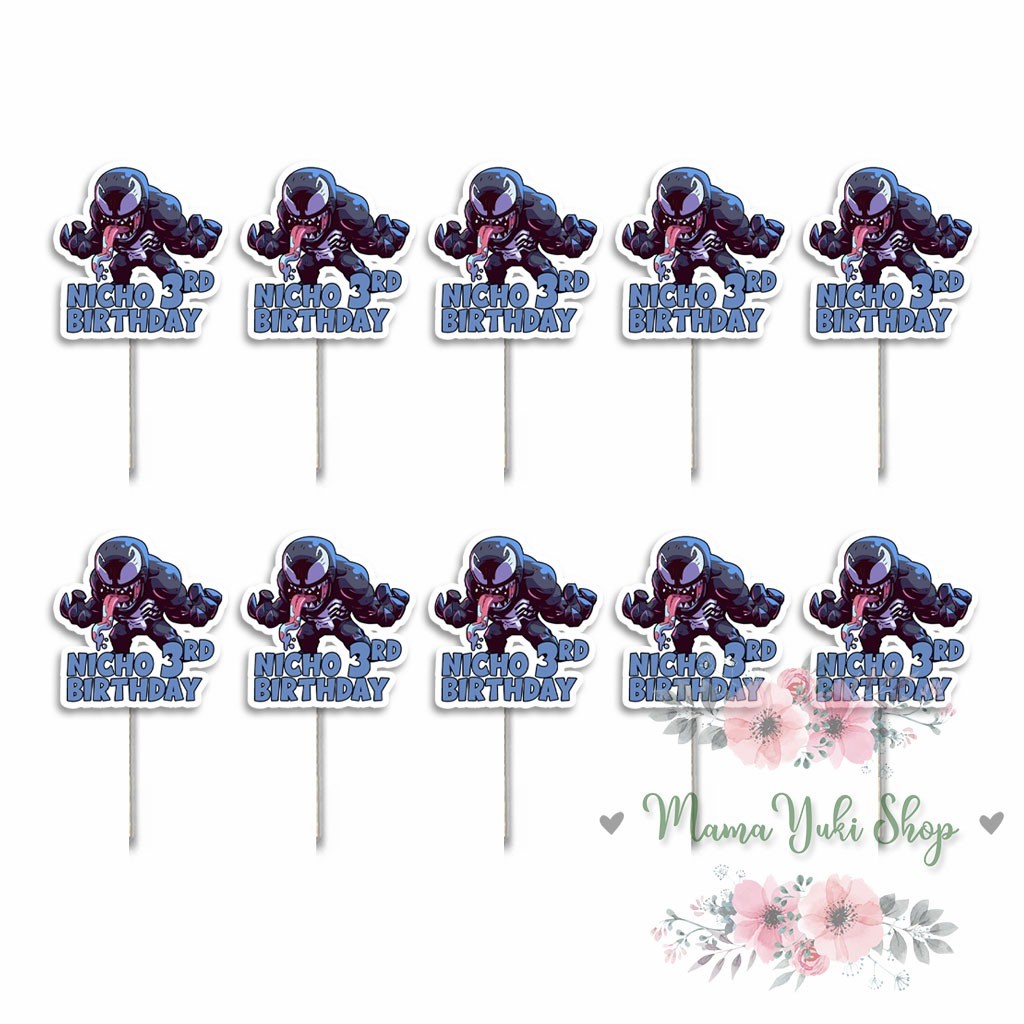 Topper Cake Cupcake Pudding VENOM CUPCAKE NAMA + UMUR