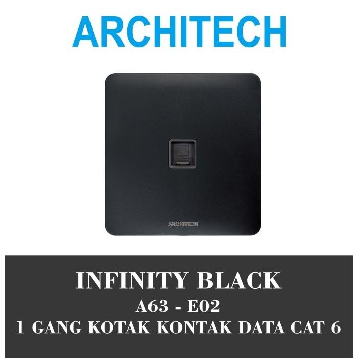 

ARCHITECH INFINITY A63-E02 BLACK STOP KONTAK/JACK/OUTLET DATA CAT 6 ORIGINAL