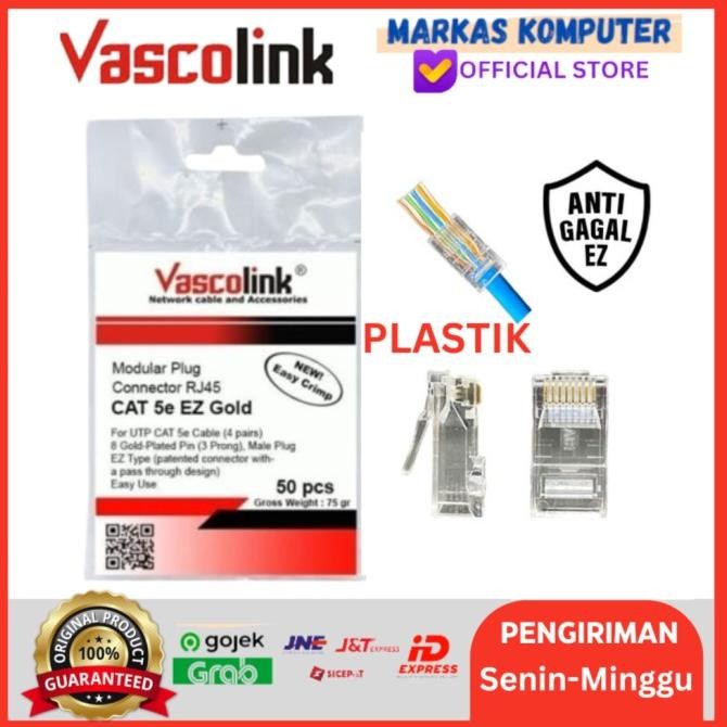 

KONEKTOR RJ45 VASCOLINK UTP CAT5 GOLD EZ ANTI GAGAL CAT 5E CAT 5 50PCS ORIGINAL