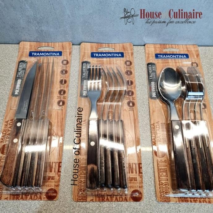 

Berkualitas Tramontina Pisau Garpu Sendok Steak Polywood 6 pcs