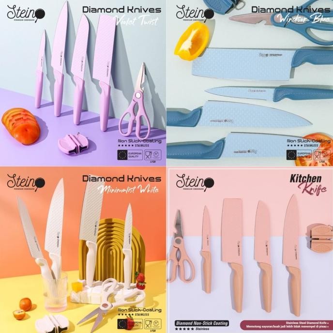 

Berkualitas [FREE BUBBLE] Steincookware Stein Diamond Knives Set Pisau Set 6 in 1