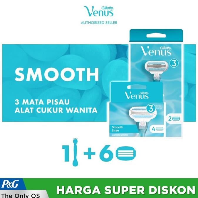 

Berkualitas Gilllette Venus Alat Cukur Wanita Smooth Razor + 4 Refill Pisau Cukur