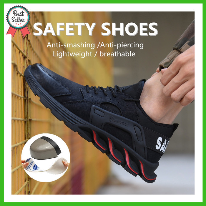 Jual Safety Shoes Unisex Warna Hitam Model Sneakers Trendy Ringan King Jogg