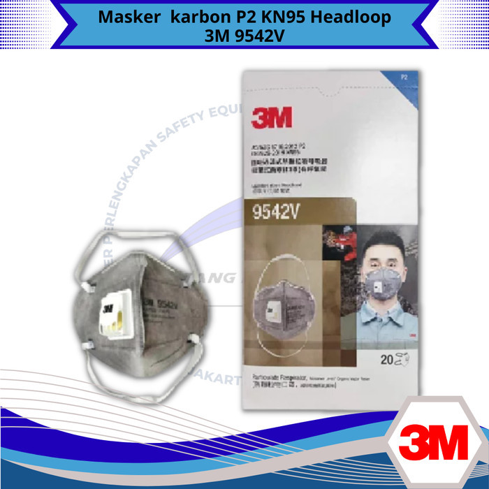 Jual Masker Kn95/N95 3M 9542V Carbon Active Headloop - Original
