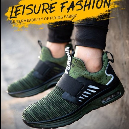 Jual Sepatu Safety Sport Tanpa Tali Hijau/Hitam/Biru Size 37-48 Asli Import