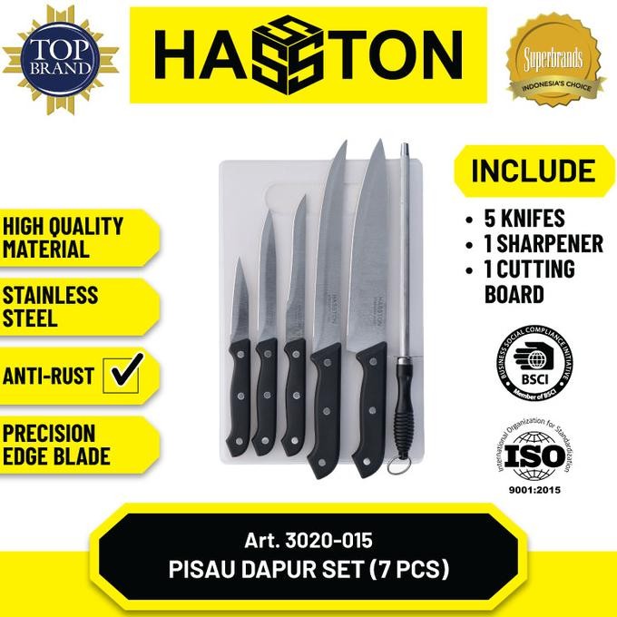 

Berkualitas Hasston Pisau Dapur Set + Pengasah / Chef Knife Multifungsi (3020-015)