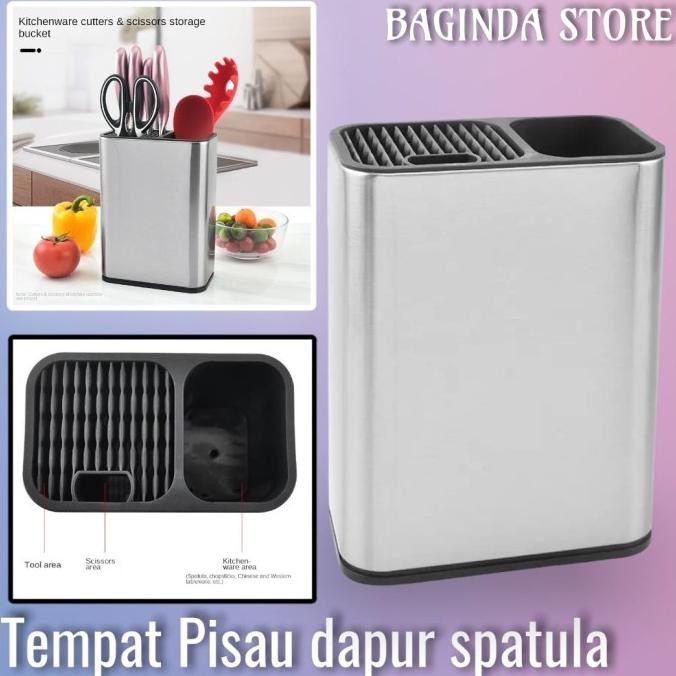 

Berkualitas Tempat Pisau Dapur Stand Tool Knife Holder Bahan Stainless Steel