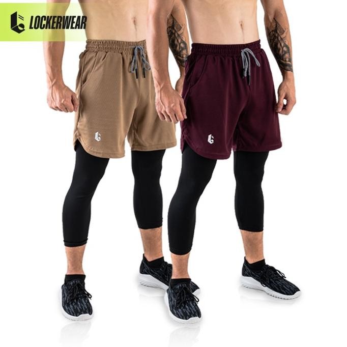 CELANA PENDEK FITNESS GYM RUNNING SPORT PRIA OLAHRAGA LEGGING POLOS