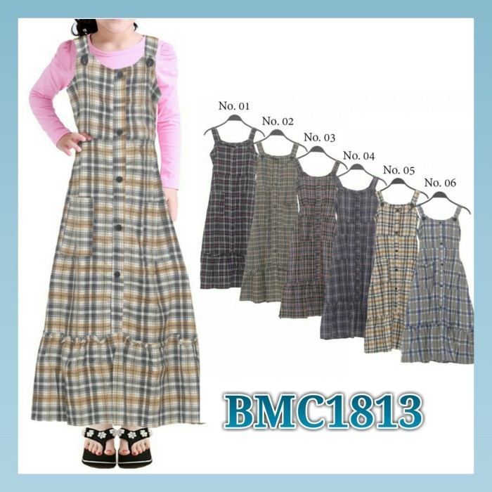GRATIS ONGKIR Baju Gamis Anak Overall Anak Katun Flanel Motif kotak Adem Terbaru