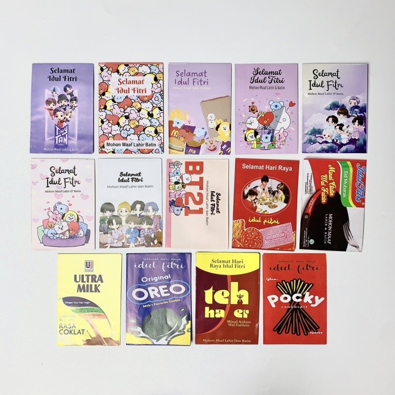 

Amplop lebaran BTS isi 10 pcs motif snack motif uang