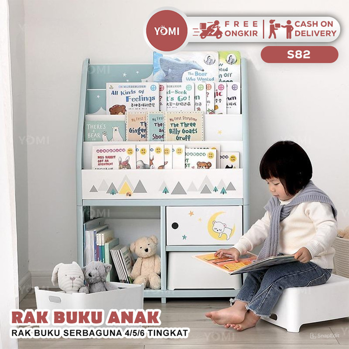 TERBARU YOMI - Rak Buku Anak S82 / Rak Buku Serbaguna Tempat Penyimpanan Books