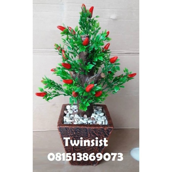 Bonsai Hias Cabe Plastik Artificial Mini / Pohon Buah Cabe Mini Palsu Termurah