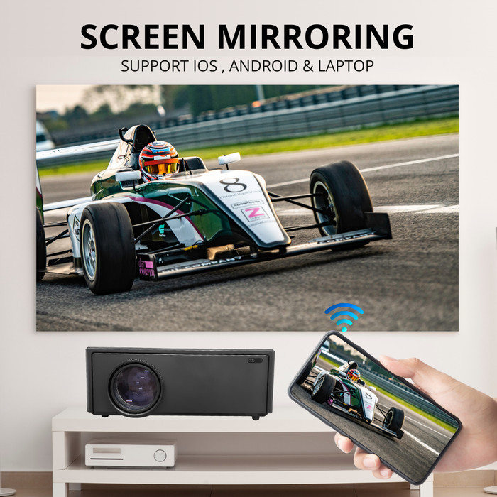 Proyektor XNANO X7 Android 9.0 Wifi Bluetooth 15000 Lumens Mirroring 2/16GB Support 4K