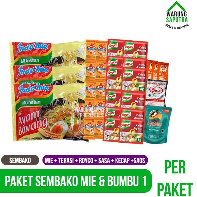 

GRATIS ONGKIR PAKET SEMBAKO LENGKAP MIE & BUMBU 1 HEMAT EKONOMIS KODE 335