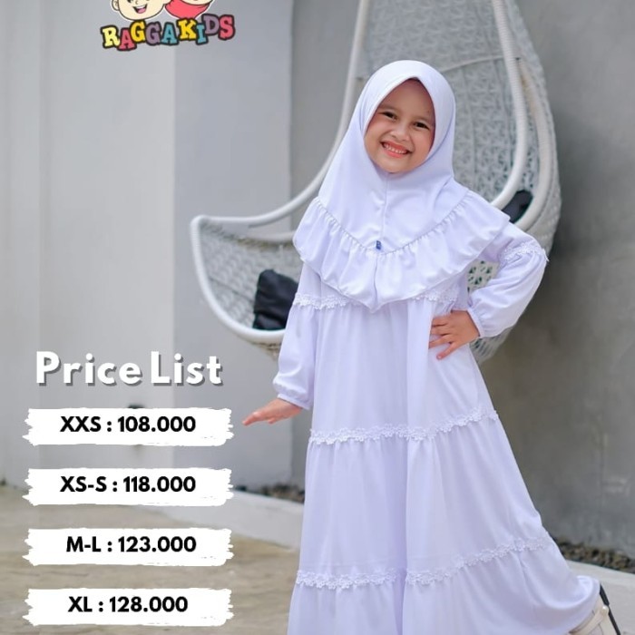 OBRAL gamis putih dan jilbab anak perempuan Rangga kids