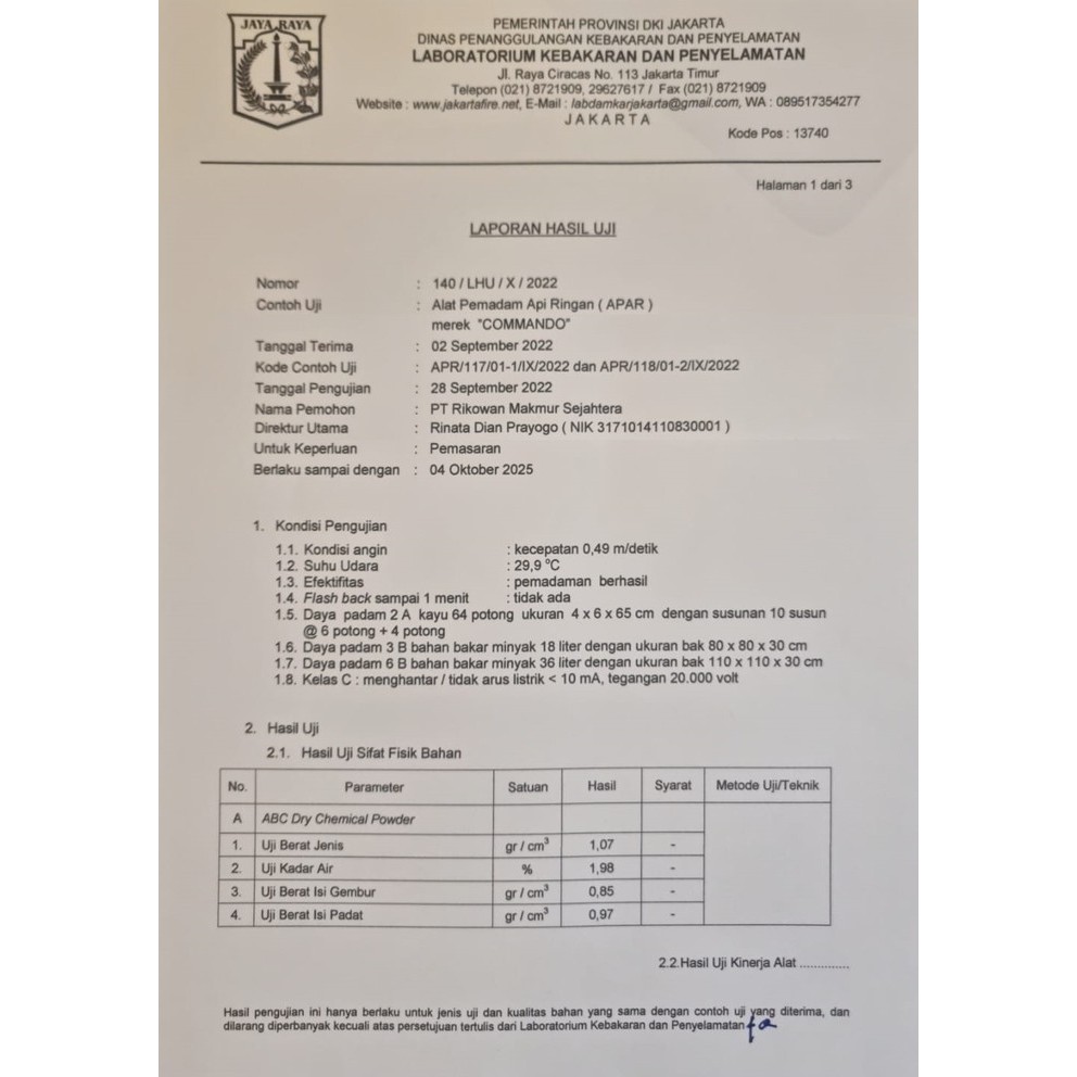 Terbaik Apar Foam 2 Kg Commando / Aff Foam 2 L / Komplit Set + Free Braket