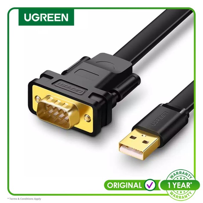 Ugreen USB2.0 to DB9 RS232 FTDI Adapter Flat 2m Black-20218