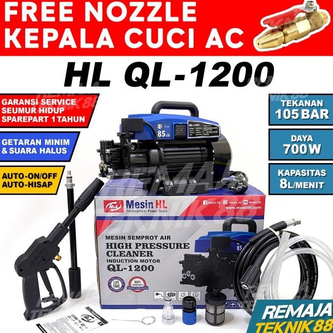 

TERSEDIA PAKET JET CLEANER H&L QL 1200 STEAM QL1200 +FOAM LANCE TABUNG SALJU HL