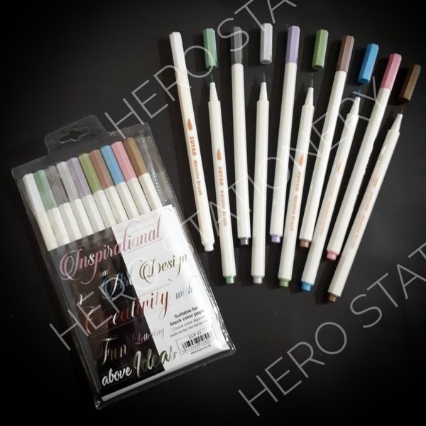 

Terlaris Pen Warna Color Brush Pen Joyko Metallic Metalik Set 10 Warna Clp-21 New