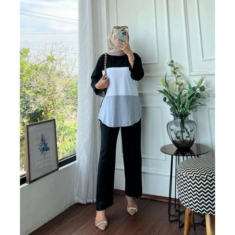 Setcel Wanita Stln Cewek Secel Longtunik 1Set Celana Prmpuan Stln Premium Stlan Terbaru 2025 Oneset 