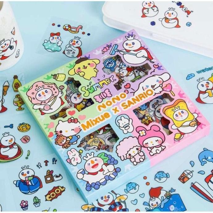 

pui 100 Lembar Stiker Nono Mixue x Sanrio New Sticker Lucu Korea Murah