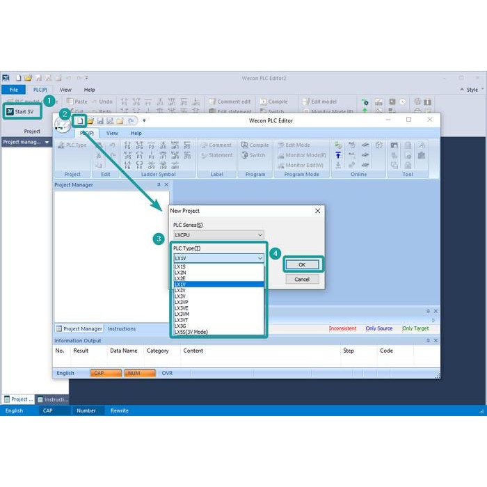 Wecon PLC LX1V-1212M + HMI PI3070ie Import Premium