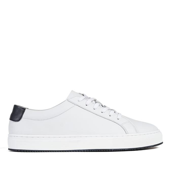 Jual Prabu - Cantik White Black Sepatu Kulit Sneakers Women/Wanita Putih