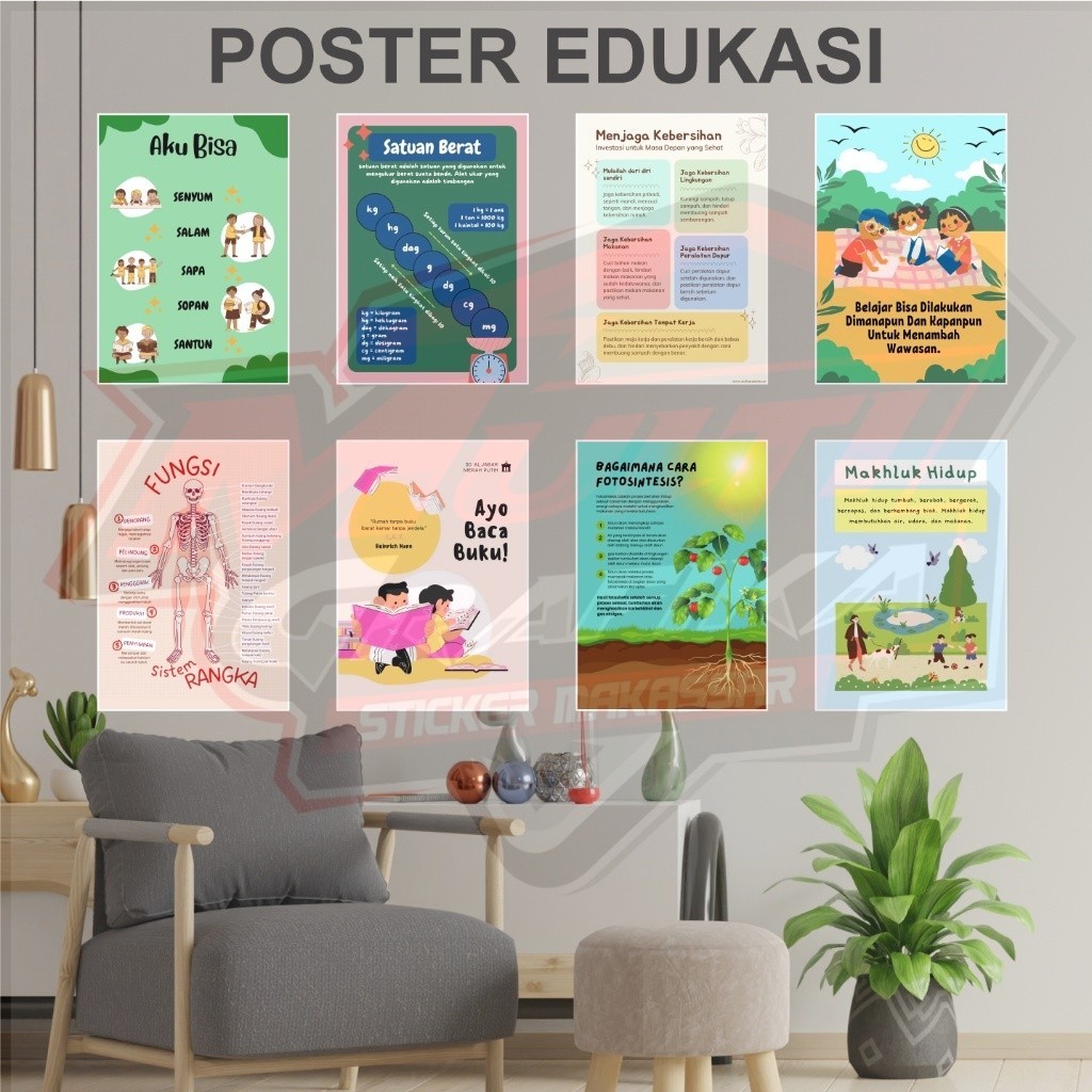 

Stiker Sticker POSTER Edukasi Anak Paud TK Sd SMP