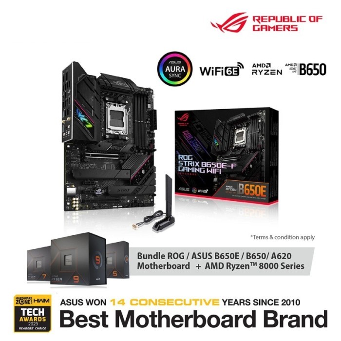 BISA GOSEND PROMO ASUS ROG STRIX B650E-F GAMING WIFI + AMD RYZEN 8000 VGA RADEON TERLARIS