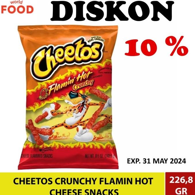 

READY STOCK CHEETOS CRUNCHY FLAMIN HOT CHEESE SNACKS !!!!!