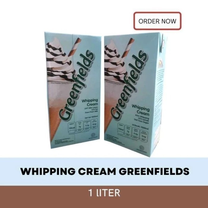 

FREE ONGKIR GREEN FIELDS WHIPPING CREAM CAIR DAIRY 1LTR X 1, FRESH KHUSUS OJOL Kode 1257