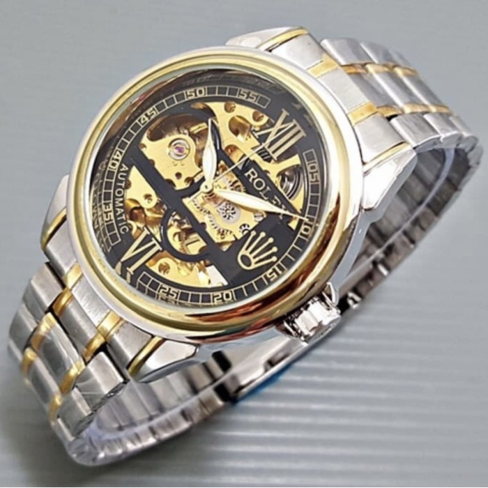 Jam Tangan Pria Wanita Otomatis Transparan Angka Romawi Automatic Gratis Ongkir