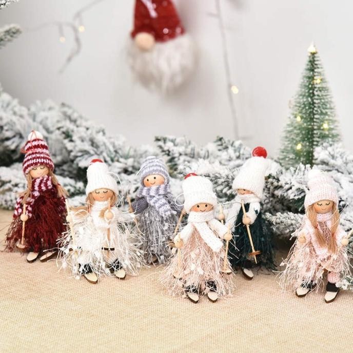 

Sale! Dekorasi natal aksesoris pajangan boneka mini ski
