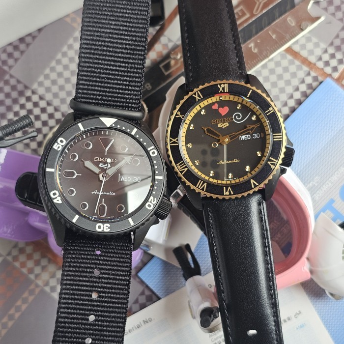 original Seiko 5 Naruto Full Black Jam Tangan Pria Automatic Free Box Ori READY GROSIR