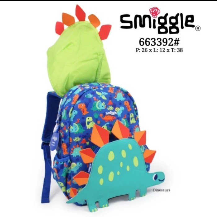 TERBARU Tas Smiggle Junior Backpack Dino Stegosaurus/ Tas Ransel Anak Tk/ kado BISA GRAB