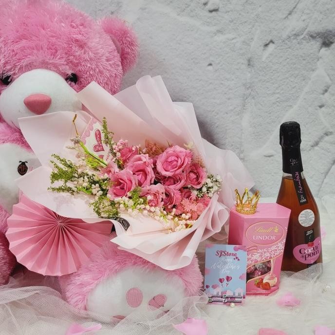

Sale! Buket Bunga Segar Box Hadiah Gift Set Valentines Day 002