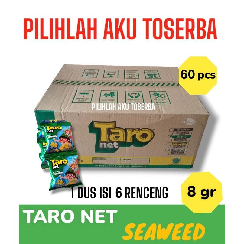 

BIG SALE TARO NET SNACK SEAWEED RUMPUT LAUT 8 GR RENCENG - ( HARGA 1 DUS ) !!!!!