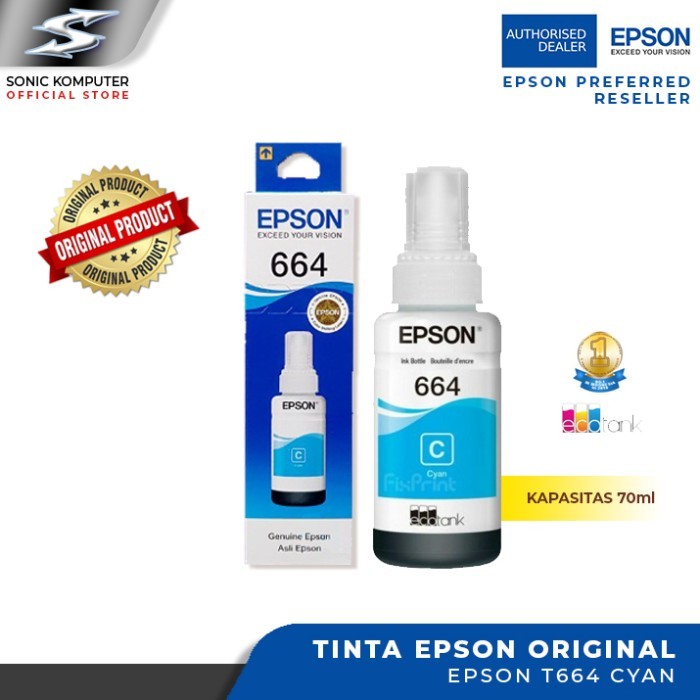 Baruu Tinta Epson Original T664 Tinta Epson Asli 664 Tinta Printer Epson